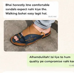Customer WhatsApp review 13 for UrbanSteps handmade Arabic sandals